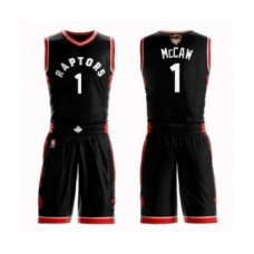 Men's Toronto Raptors #1 Patrick McCaw Swingman Black 2019 Basketball Finals Bound Suit Jersey Statement Edition