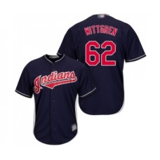 Men's Cleveland Indians #62 Nick Wittgren Replica Navy Blue Alternate 1 Cool Base Baseball Jersey