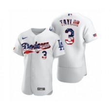 Men's Chris Taylor #3 Los Angeles Dodgers White 2020 Stars & Stripes 4th of July Stitched Jersey