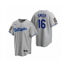 Men's Los Angeles Dodgers #16 Will Smith Gray 2020 World Series Replica Stitched Jersey