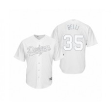 Men's Los Angeles Dodgers #35 Cody Bellinger Belli White 2019 Players Weekend Replica Stitched Jersey