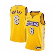 Men's Los Angeles Lakers #8 Kobe Bryant Swingman Gold 2019-20 City Edition Basketball Stitched Jersey