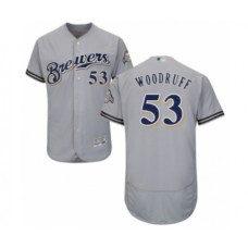 Men's Milwaukee Brewers #53 Brandon Woodruff Grey Road Flex Base Authentic Collection Baseball Jersey