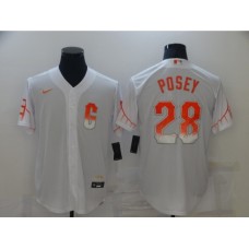 Men's San Francisco Giants #28 Buster Posey Nike White 2021 City Connect Replica Player Stitched Jersey