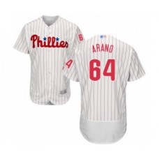 Men's Philadelphia Phillies #64 Victor Arano White Home Flex Base Authentic Collection Baseball Player Stitched Jersey