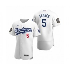 Men's Los Angeles Dodgers #5 Corey Seager Nike White 2020 World Series Authentic Stitched Jersey