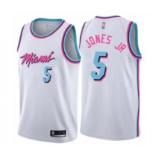 Men's Miami Heat #5 Derrick Jones Jr Authentic White Basketball Stitched Jersey - City Edition