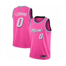 Men's Miami Heat #0 Meyers Leonard Pink Swingman Stitched Jersey - Earned Edition