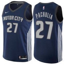 Men's Nike Detroit Pistons #27 Zaza Pachulia Swingman Navy Blue NBA Jersey - City Edition