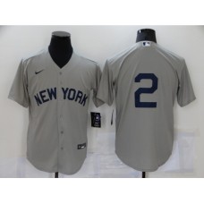 Men's Nike New York Yankees #2 Derek Jeter Authentic Gray Game Stitched Jersey