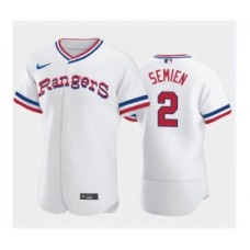 Men's Texas Rangers #2 Marcus Semien White Throwback Stitched Flex Base Nike Jersey