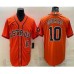 Men's Houston Astros #10 Yuli Gurriel Number Orange With Patch Stitched MLB Cool Base Nike Jersey