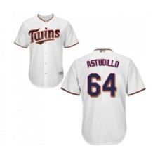 Men's Minnesota Twins #64 Willians Astudillo Replica White Home Cool Base Baseball Jersey