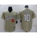 Men's Los Angeles Dodgers #10 Justin Turner Cream Pinstripe Stitched MLB Cool Base Nike Jersey