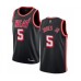 Men's Miami Heat #5 Derrick Jones Jr Authentic Black Fashion Hardwood Classics Basketball Stitched Jersey