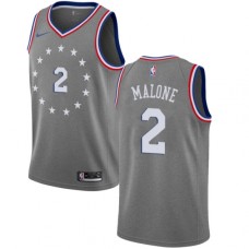 Men's Nike Philadelphia 76ers #2 Moses Malone Swingman Gray NBA Jersey - City Edition