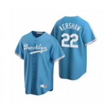 Men's Los Angeles Dodgers #22 Clayton Kershaw Nike Light Blue Cooperstown Collection Alternate Stitched Jersey