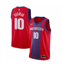 Men's Detroit Pistons #10 Dennis Rodman Swingman Red Basketball Stitched Jersey - 2019 20 City Edition