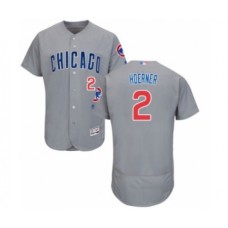 Men's Chicago Cubs #2 Nico Hoerner Grey Road Flex Base Authentic Collection Baseball Player Stitched Jersey