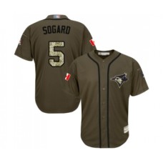 Men's Toronto Blue Jays #5 Eric Sogard Authentic Green Salute to Service Baseball Jersey