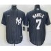 Men's New York Yankees #7 Mickey Mantle Black Pinstripe Cool Base Stitched Baseball Jersey