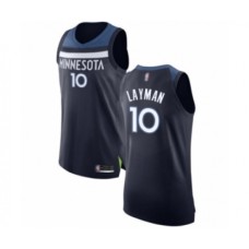 Men's Minnesota Timberwolves #10 Jake Layman Authentic Navy Blue Basketball Stitched Jersey - Icon Edition