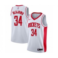 Men's Houston Rockets #34 Hakeem Olajuwon Authentic White Finished Basketball Stitched Jersey - Association Edition