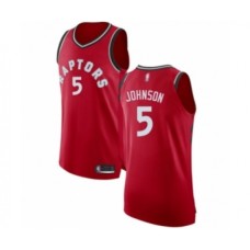 Men's Toronto Raptors #5 Stanley Johnson Authentic Red Basketball Stitched Jersey - Icon Edition