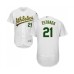 Men's Oakland Athletics #21 Marco Estrada White Home Flex Base Authentic Collection Baseball Jersey