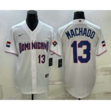 Men's Dominican Republic Baseball #13 Manny Machado Number 2023 White World Baseball Classic Stitched Jersey