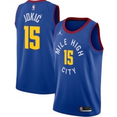 Men's Denver Nuggets #15 Nikola Jokic Jordan Brand Blue 2020-21 Swingman Stitched Jersey