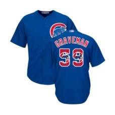 Men's Chicago Cubs #59 Kendall Graveman Authentic Royal Blue Team Logo Fashion Cool Base Baseball Jersey