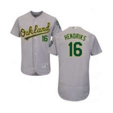 Men's Oakland Athletics #16 Liam Hendriks Grey Road Flex Base Authentic Collection Baseball Jersey