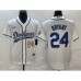 Men's Los Angeles Dodgers #24 Kobe Bryant Number White Cool Base Stitched Baseball Jersey