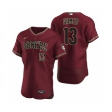 Men's Arizona Diamondbacks #13 Nick Ahmed Nike Crimson Authentic 2020 Alternate Stitched Jersey