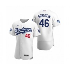 Men's Los Angeles Dodgers #46 Tony Gonsolin White 2020 World Series Champions Authentic Stitched Jersey