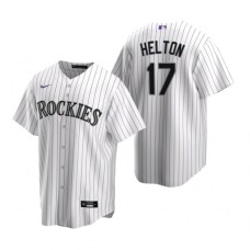 Men's Nike Colorado Rockies #17 Todd Helton White Home Stitched Baseball Jersey