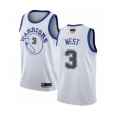 Men's Golden State Warriors #3 David West Swingman White Hardwood Classics 2019 Basketball Finals Bound Basketball Jersey