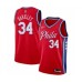 Men's Philadelphia 76ers #34 Charles Barkley Authentic Red Finished Basketball Stitched Jersey - Statement Edition