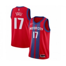 Men's Detroit Pistons #17 Tony Snell Swingman Red Basketball Stitched Jersey - 2019 20 City Edition