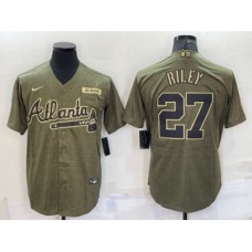 Men's Atlanta Braves #27 Austin Riley 2021 Olive Salute To Service Limited Stitched Jersey