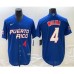 Men's Puerto Rico Baseball #4 Yadier Molina Number 2023 Blue World Baseball Classic Stitched Jersey