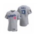 Men's Los Angeles Dodgers #13 Max Muncy Nike Gray 2020 World Series Authentic Road Stitched Jersey