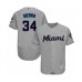 Men's Miami Marlins #34 Magneuris Sierra Grey Road Flex Base Authentic Collection Baseball Player Stitched Jersey