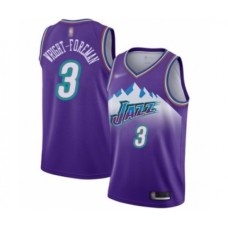 Men's Utah Jazz #3 Justin Wright-Foreman Authentic Purple Hardwood Classics Basketball Stitched Jersey