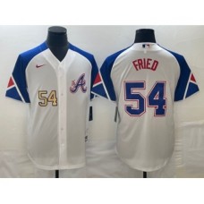 Men's Atlanta Braves #54 Max Fried Number White 2023 City Connect Cool Base Stitched Jersey