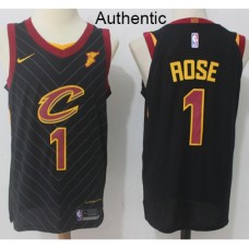 Men's Nike Cleveland Cavaliers #1 Derrick Rose Black NBA Authentic Statement Edition Jersey