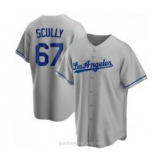 Men's Los Angeles Dodgers #67 Vin Scully Grey With Los Stitched MLB Cool Base Nike Jersey