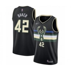 Men's Milwaukee Bucks #42 Vin Baker Authentic Black Finished Basketball Stitched Jersey - Statement Edition