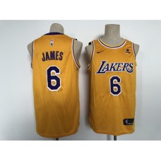 Men's Nike Los Angeles Lakers #6 LeBron James Yellow Swingman Association Edition Stitched Jersey